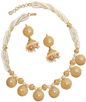 Surat Diamond Metal Jewel Set(White, Gold) Surat Diamond Metal Jewel Set(White, Gold)