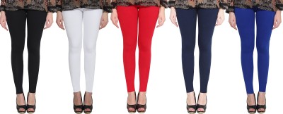 Clarita Ankle Length Western Wear Legging(Black, White, Red, Dark Blue, Blue, Solid)