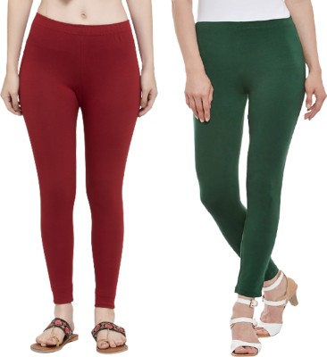 Style Access Ankle Length  Western Wear Legging(Maroon, Dark Green, Solid)