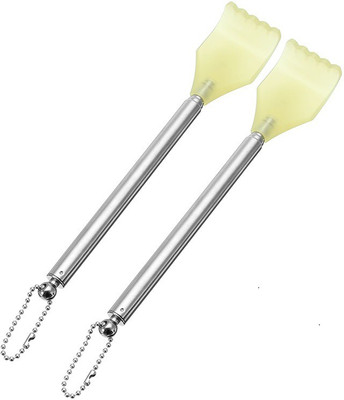 Frackson Itching stick Pack of 2 Extendable Back Scratcher With 360 Degree Telescopi Itching Stick Back Massager, Extendable Extra Long Massage Tools,Stainless Steel Heavy Duty Curved Back Itching Scratcher with Non-Slip Handle for Men Women Kids. Massager(Silver & Yelow)