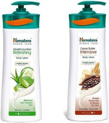 HIMALAYA Herbals Cocoa Butter Intensive Body Lotion, 400ml + Aloe and Cucumber Refreshing Body Lotion , 400ml(800 ml)