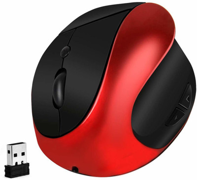 microware Mouse Wireless Ergonomic Mouse Rechargeable 2.4G USB Optical Small Vertical Mouse with Adjustable 1000/1200/1600 DPI, 6 Buttons Reduces Hand/Wrist Pain for Laptop Computer Wireless Ambidextrous Optical  Gaming Mouse(2.4GHz Wireless, Red)