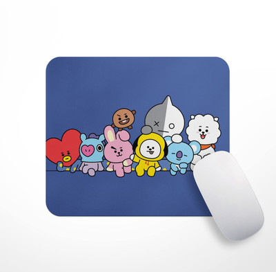 HeartInk BTS Bangtan Boys BT21 Theme Fan Art Printed Anti Skit Laptop/Computer Mouse Pad - HIKBT21MP08 Non Slip Base Mousepad(Multicolor)