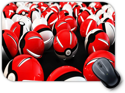 Monk Matters Pokemon Balls Design Non-Slip Rubber Base Gaming & Laptop (MPAD00275) Non Slip Base Mousepad(Multicolor)