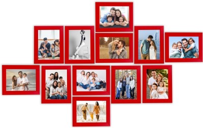KDM Home Decor Wood Wall Photo Frame(Red, 12 Photo(s), 5x7 Inch)