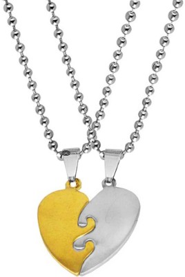 M Men Style Valentine Gift Best Friend Broken Heart Pendant Pair Has Two Pieces Of One Heart- Best Friend , That Can Be Joined Together Making One Heart- A Sign Of Making Two Souls In One Heart, A Perfect Present To Maintain The Intimacy Between You Both. One Of The Pendants Is In Gold And Silver Co