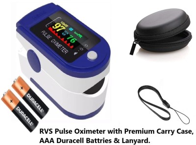V Secure Make in India Pulse Oximeter Professional High End Series Finger Tip Pulse Oximeter with OLED Display & Auto Power Off for Home & Clinical Use (White & Black Color) with 2 AAA Duracell Batteries Pulse Oximeter (Blue & White) Pulse Oximeter(Blue, White)