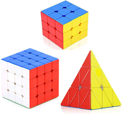 Aseenaa High Speed, Stickerless & Smooth 3X3, 4X4 & Pyramid Cube(3 Pieces)