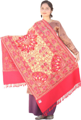 Radha Madhav Enterprise Wool Embroidered Women Shawl(Multicolor)
