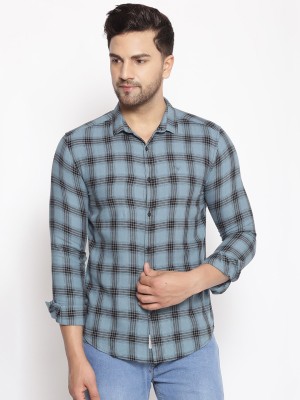 Showoff Men Checkered Casual Blue Shirt