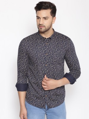 Showoff Men Printed Casual Dark Blue Shirt