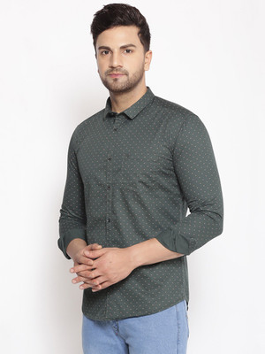 SHOWOFFFF Men Printed Casual Green Shirt