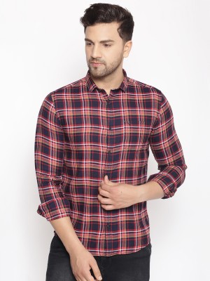 Showoff Men Checkered Casual Dark Blue Shirt