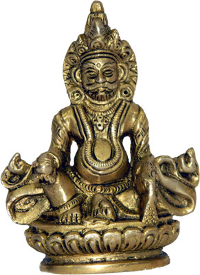 B H A R A T H A A T Brass Lord Kubera Kuber Murti Idol Statue Showpiece (3 x 2 x 4 inches) Decorative Showpiece  -  10.16 cm(Brass, Yellow)