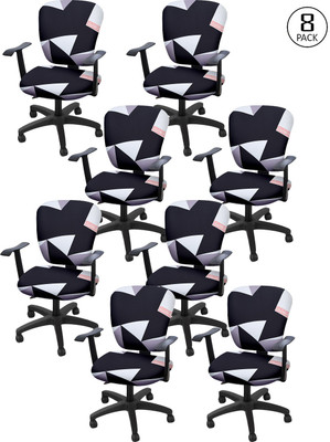 Flipkart SmartBuy Polyester 1 Seater Chair Floral Cover(Pack of 8 Black, Grey)