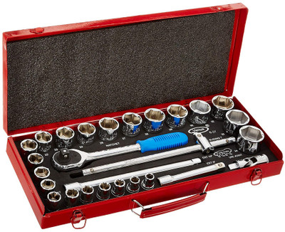 Venus hand tools Cold Forged 1/2 Inch Square Drive Socket Set 25 Pcs With Strong Metal Box (20 Sockets + 5 Accessories) Socket Set(Pack of 25)