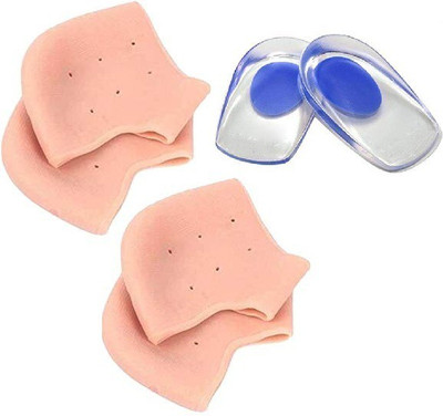 FLYDER Silicone Gel Heel Pad Socks(2-Pair), Gel Protector Insole Cups Support(1-Pair Insole