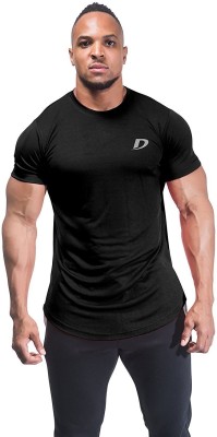 Decisive Solid Men Round Neck Black T-Shirt