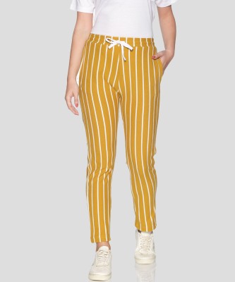 CAMPUS SUTRA Striped Women Yellow Track Pants