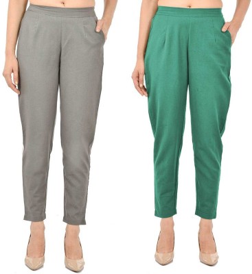 FABISHO Regular Fit Women Grey, Light Green Trousers