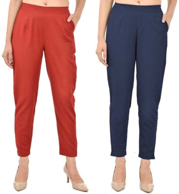 FABISHO Regular Fit Women Maroon, Dark Blue Trousers