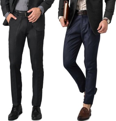 ELANHOOD Regular Fit Men Black, Blue Trousers