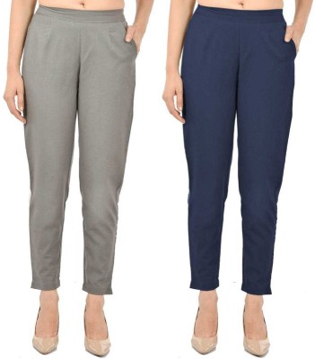 FABISHO Regular Fit Women Grey, Dark Blue Trousers