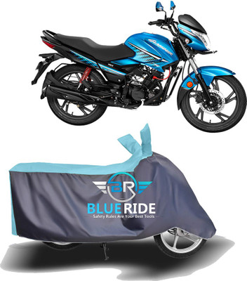 BLOERIDE Two Wheeler Cover for Hero(Glamour Programmed FI, Blue, Grey)