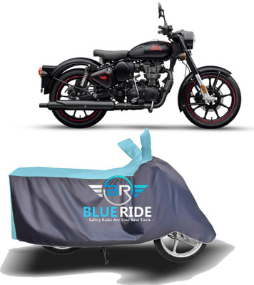 BLOERIDE Two Wheeler Cover for Royal Enfield(Classic 350, Blue, Grey)