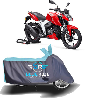 BLOERIDE Two Wheeler Cover for TVS(Apache RTR 160 4V, Blue, Grey)