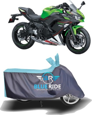 BLUERIDE Two Wheeler Cover for Kawasaki(Ninja 650, Blue, Grey)