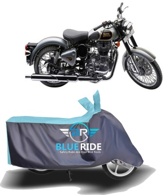 BLUERIDE Two Wheeler Cover for Royal Enfield(Classic 500, Blue, Grey)