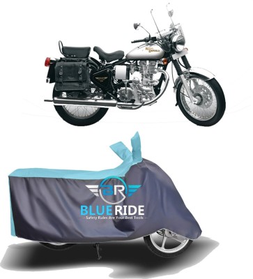 BLUERIDE Two Wheeler Cover for Royal Enfield(Machismo 500, Blue, Grey)