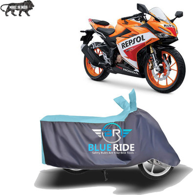 BLOERIDE Two Wheeler Cover for Honda(CBR 150R, Blue, Grey)
