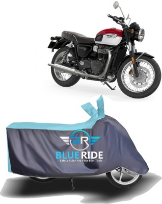 BLUERIDE Two Wheeler Cover for Triumph(Bonneville T100, Blue, Grey)