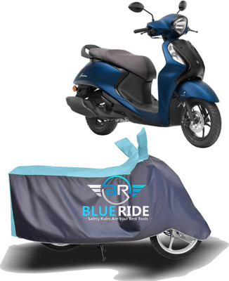 BLOERIDE Two Wheeler Cover for Yamaha(Fascino 125 FI, Blue, Grey)