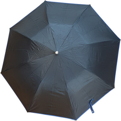 Maskey Comfy Waterproof Nylon Color Piping Border Design Automatic Open Mono Silver 2 Fold Sturdy ABS Ergonomic Handle Water Resistant / UV Protection Umbrella Umbrella(Blue)