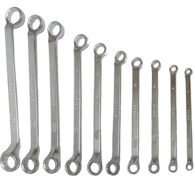 Venus hand tools VMRS-10 Shallow Offset Ring Spanner Set (10 Pcs) Size 6 - 27 mm, CRV steel Double Sided Box End Wrench(Pack of 10)