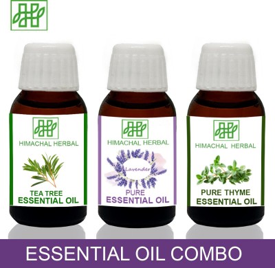 Himachal Herbal TEA TREE-LAVENDER-THYME ESSENTIAL OIL FOR COSMETIC SOAP MAKING AROMATHERAPY-3PC EACH 10ML(30 ml)