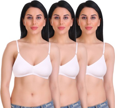 Featherline Casual Poly Cotton Non Padded Non Wired Everyday Women's T-Shirt Bras Women Full Coverage Non Padded Bra(White)