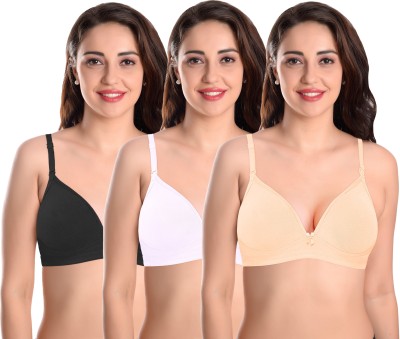Featherline Casual Poly Cotton Non Padded Non Wired Multiway Women's T-Shirt Bras Women T-Shirt Non Padded Bra(Beige, Black, White)