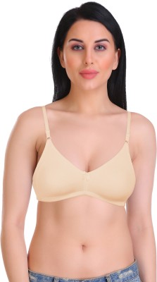 Featherline Casual Poly Cotton Non Padded Non Wired Everyday Women's T-Shirt Bras Women T-Shirt Non Padded Bra(Beige)