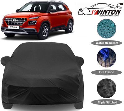 V VINTON Car Cover For Hyundai Venue (With Mirror Pockets)(Black)