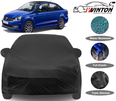 V VINTON Car Cover For Volkswagen Vento (With Mirror Pockets)(Black)