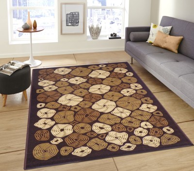 STATUS Beige Polyester Carpet(5 ft,  X 7 ft, Rectangle)