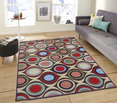 STATUS Blue Polyester Carpet(5 ft,  X 7 ft, Rectangle)
