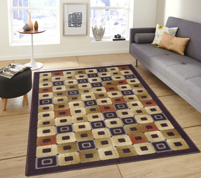 STATUS Brown Polyester Carpet(5 ft,  X 7 ft, Rectangle)