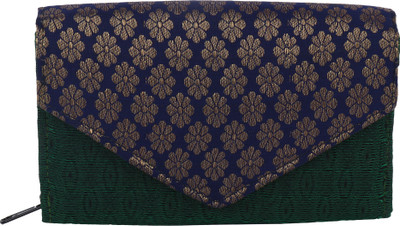 Indha Craft Casual, Party Blue, Green  Clutch
