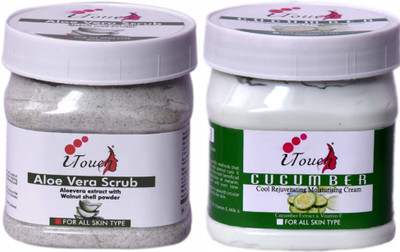 I TOUCH HERBAL Aloevera Scrub 500 ml + Cucumber Cream 500 ml ( Pack Of 2 x 500 ml )(2 Items in the set)