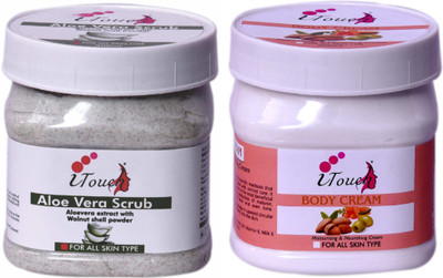 I TOUCH HERBAL Aloevera Scrub 500 ml + Body Cream 500 ml ( Pack Of 2 x 500 ml )(2 Items in the set)